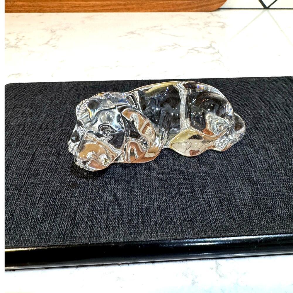 Princess House crystal sleeping dog figurine paperweight made in Germany vintage